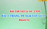 Bài 1 trang 99 SGK Vật lí 10 Chân trời sáng tạo